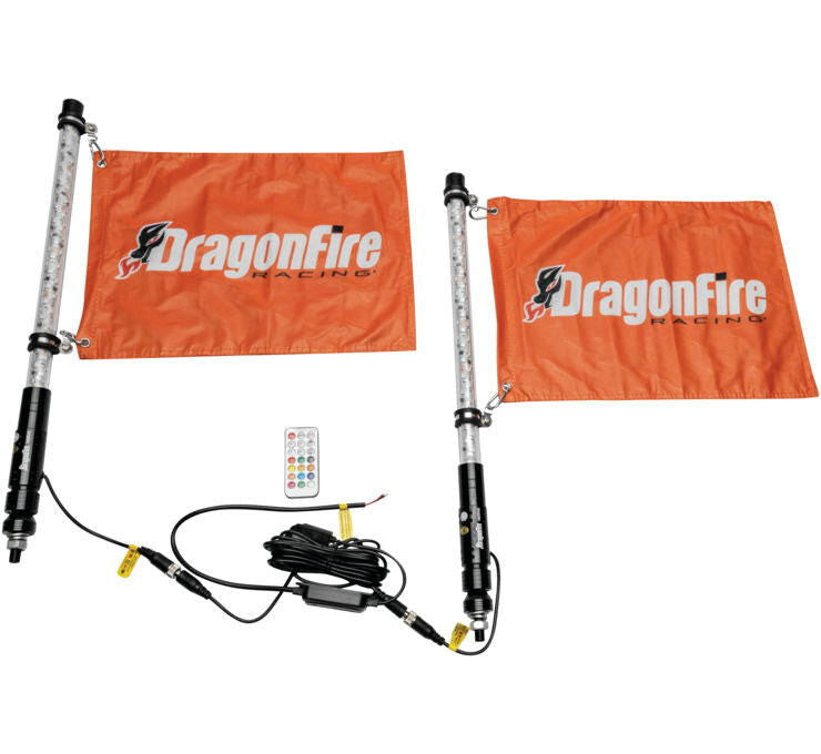 DragonFire Racing 2Ft Spiral Led Whip- Clear- sold in pairs - UTV/S...
