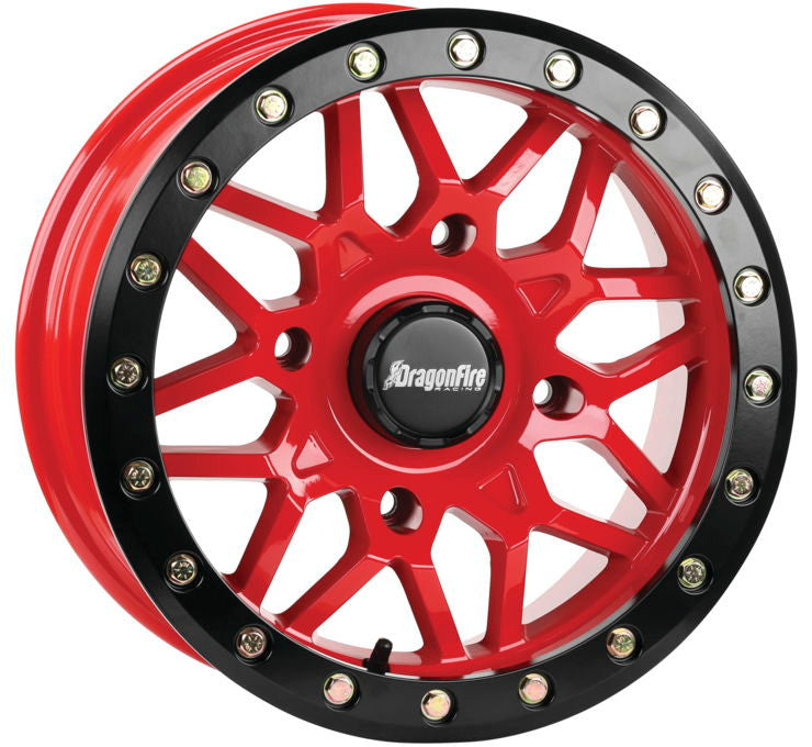 DragonFire Racing Typhon Wheel 15X6 4/156 5+1 +40 Machined Red - UT...